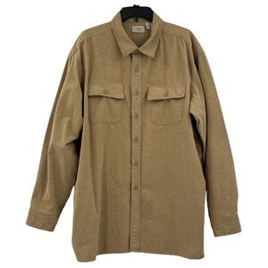 LL Bean Shirt Adult  XXL Tan Flannel Shacket Regular Fit Heavyweight